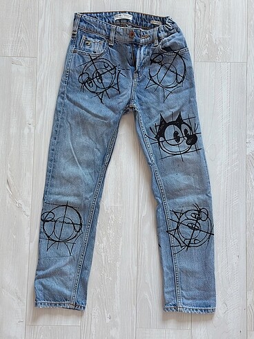 Grafiti Boyama Tasarım Kot Pantolon - Görsel 5