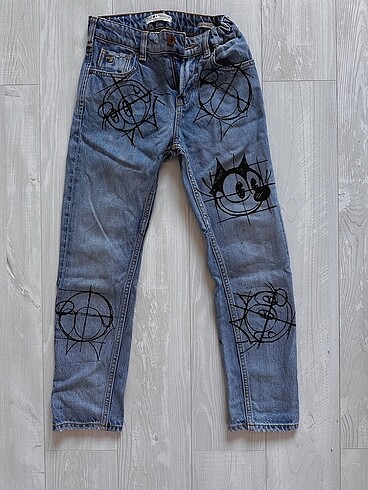 Grafiti Boyama Tasarım Kot Pantolon - Görsel 10
