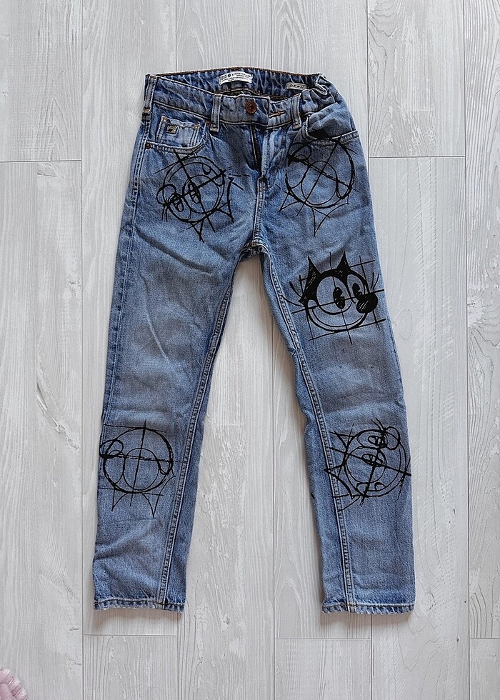 Grafiti Boyama Tasarım Kot Pantolon - Görsel 4