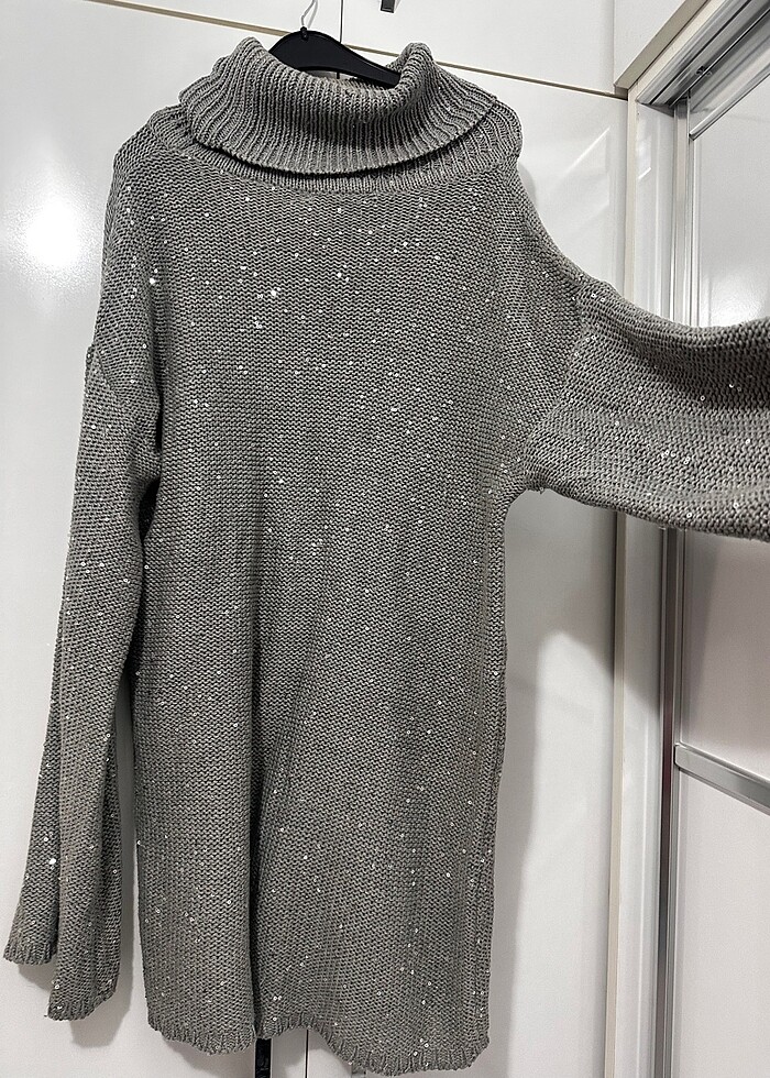 Pullu Payetli Kazak Elbise - Görsel 2