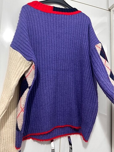 Baklava Dilim Bloklu Mor Kazak - Görsel 7