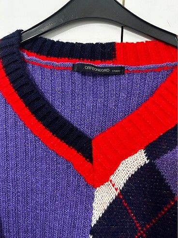 Baklava Dilim Bloklu Mor Kazak - Görsel 5