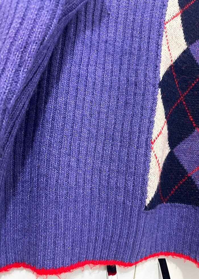 Baklava Dilim Bloklu Mor Kazak - Görsel 2