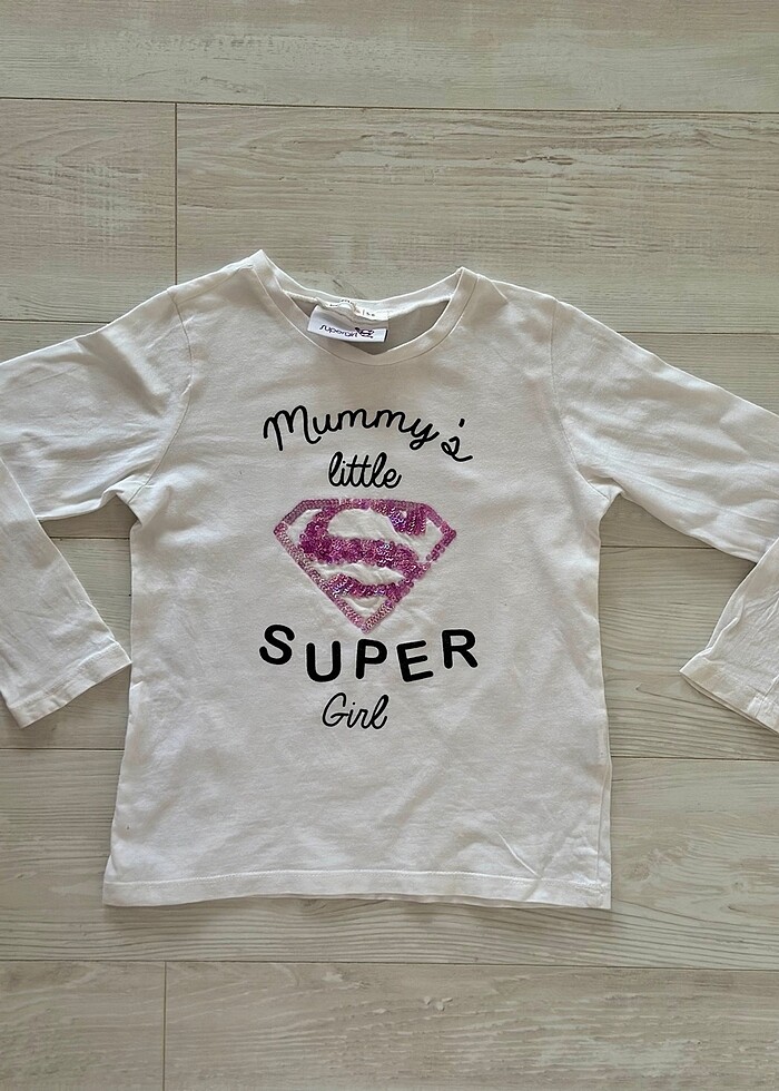 Yazı Baskılı Payetli Uzun Kol Tişört - Görsel 4