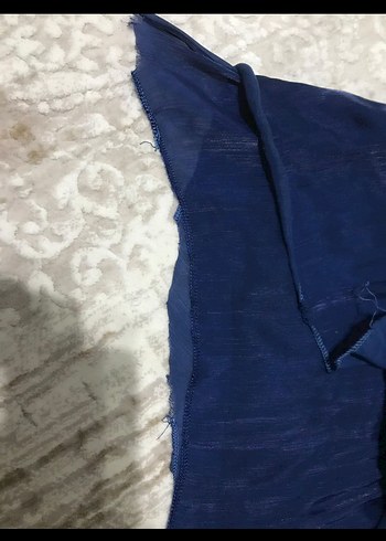 Mavi Drapeli Uzun Kollu Bohem Abiye Elbise - Görsel 2