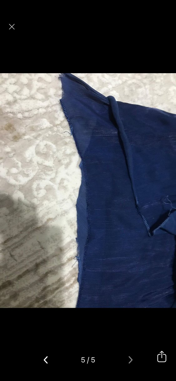 Mavi Drapeli Uzun Kollu Bohem Abiye Elbise - Görsel 2