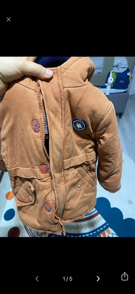 Düğmeli Kahverengi Erkek Çocuk Mont - Görsel 4