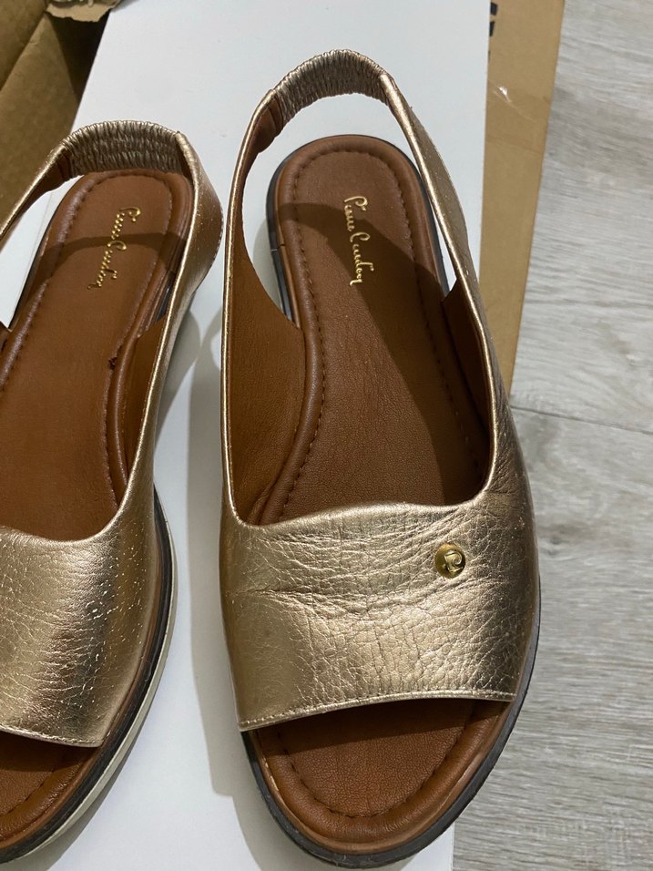 Altın Rengi Yılan Desenli Dolgu Topuklu Kadın Babet - Görsel 5