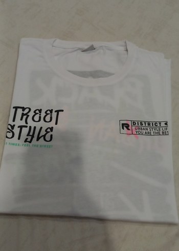 Beyaz Baskılı Erkek Tişörtü, Kısa Kollu, Rahat Kesim