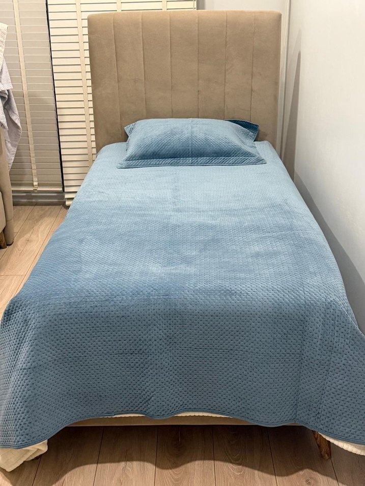 mqvi Düz Desen Yatak Örtüsü linens glace tek kisilik - Görsel 3