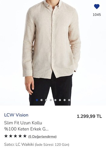 Erkek Bej Keten Uzun Kollu Gömlek
