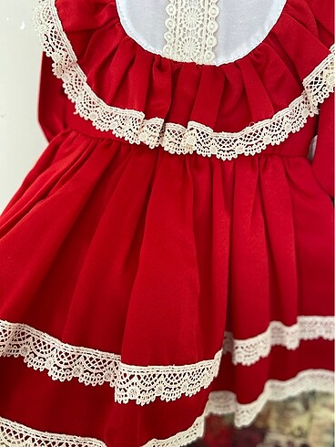 4 Yaş Beden Vintage Kırmızı Elbise