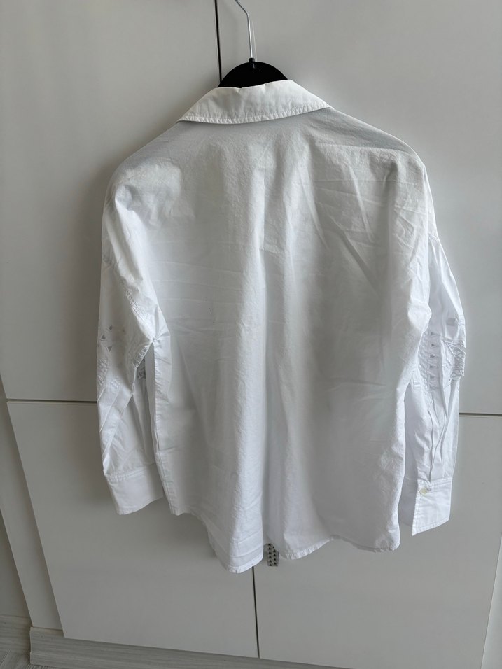 Nakışlı Beyaz Keten Kadın Gömlek - Görsel 2