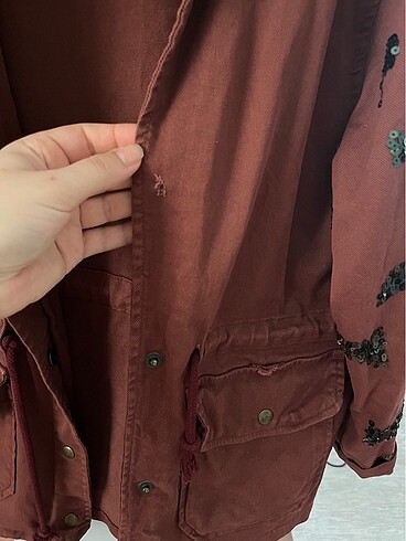 s Beden bordo Renk Pul işlemeli ceket