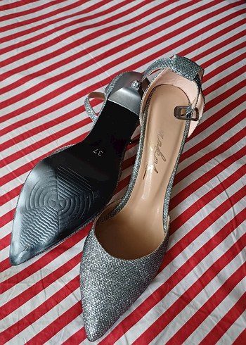 Gri Stiletto Tokalı Kadın Topuklu - Görsel 2