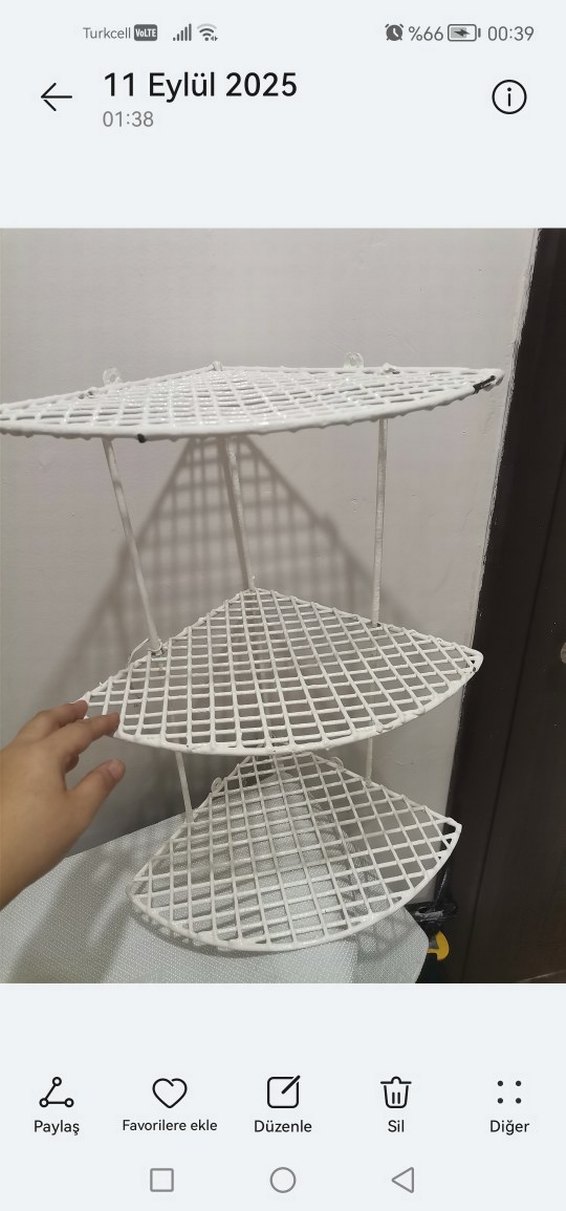 Beyaz Köşe Üç Katlı Raf - Görsel 3