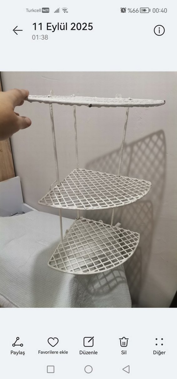 Beyaz Köşe Üç Katlı Raf - Görsel 4