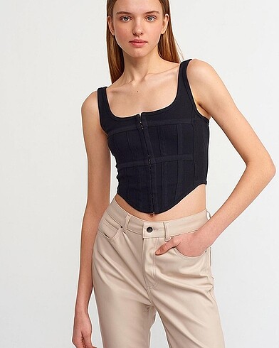 Dilvin Kadın Siyah Korse Top