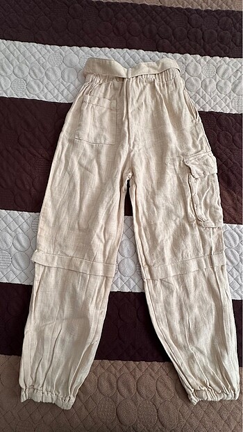11-12 Yaş Beden camel Renk Zara Keten Pantolon