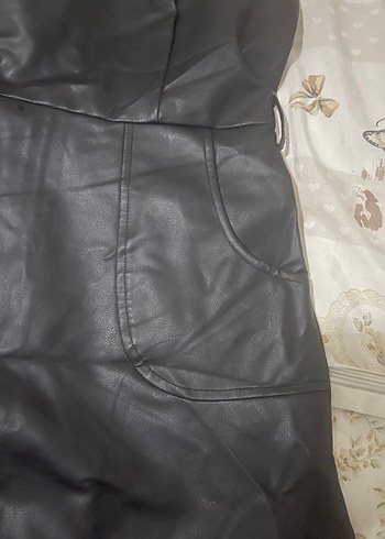 Siyah Deri Midi Elbise Kemerli - Görsel 3