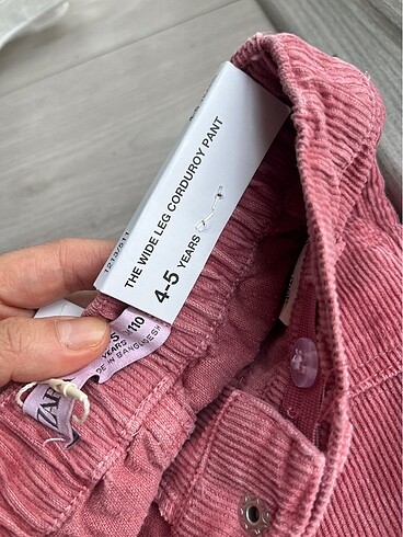 4 Yaş Beden pembe Renk Zara fitilli kiz cocuk pantolon