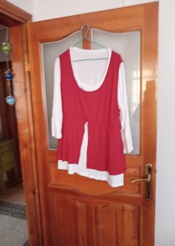 Kırmızı Keten Hamile Tunik