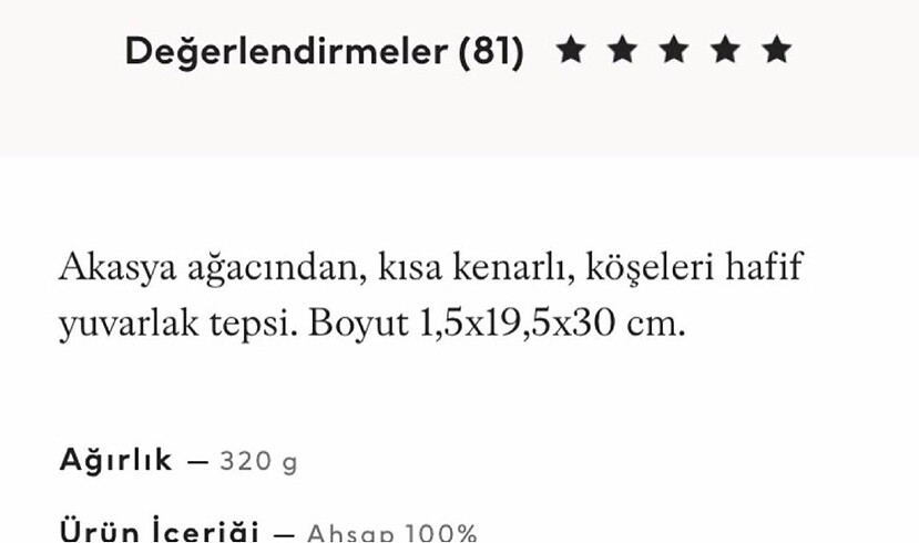  Beden Renk H&M tepsi