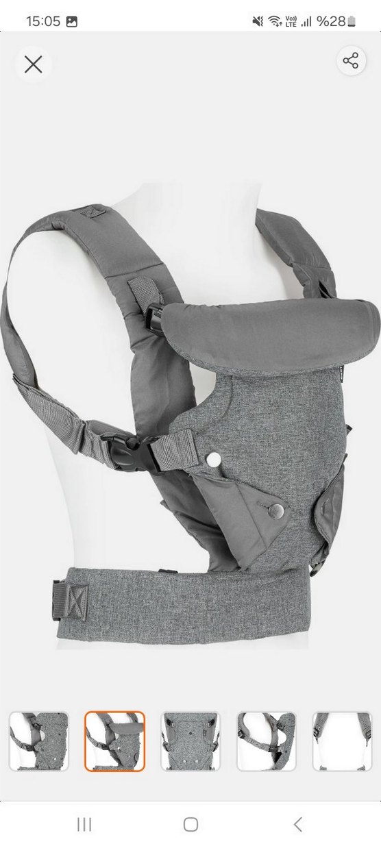 Wellgro Comfy 4'ü 1 Arada Gri Bebek Taşıyıcı - Görsel 2