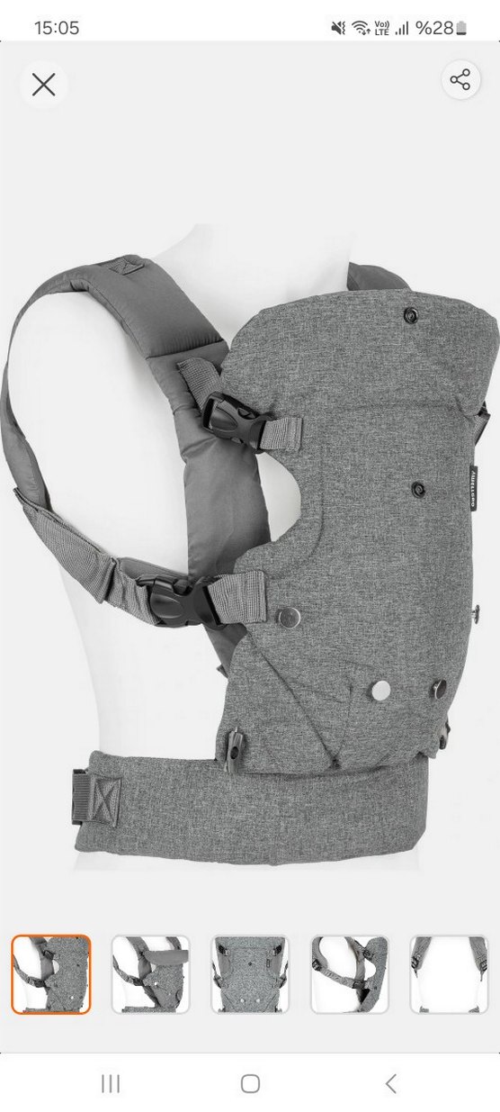 Wellgro Comfy 4'ü 1 Arada Gri Bebek Taşıyıcı - Görsel 3