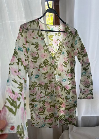 Zeki triko Çiçek Desenli Uzun Kollu pareo - Görsel 2