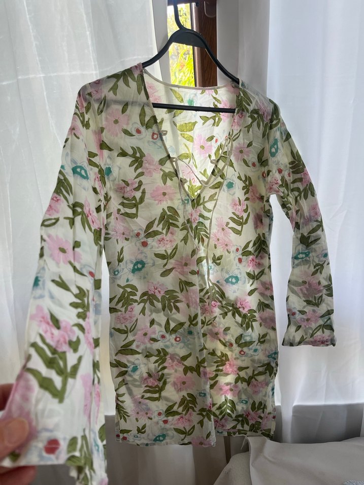 Zeki triko Çiçek Desenli Uzun Kollu pareo - Görsel 2