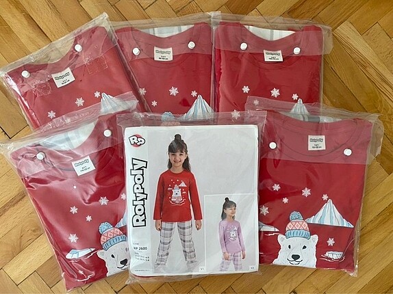 5 Yaş Beden kırmızı Renk Roly Poly Kız Çocuk Pijama Takımı