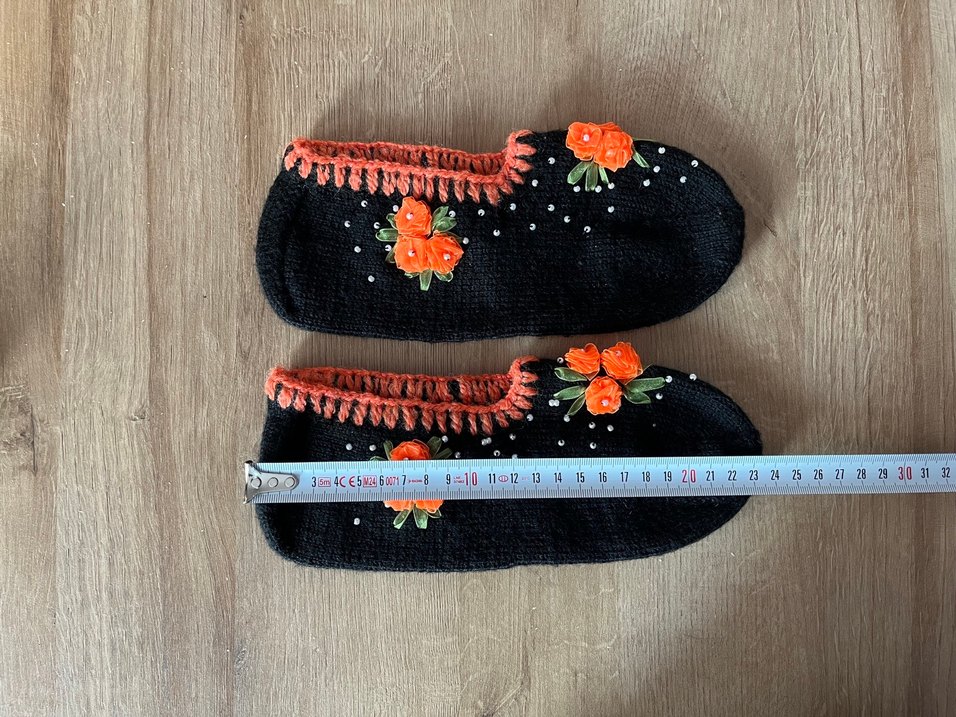 Nakışlı Örgü Kadın Ev Terliği - Görsel 2