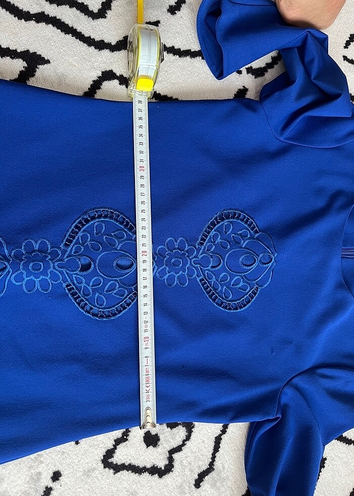 Lazer Kesim Mavi Elbise - Görsel 4