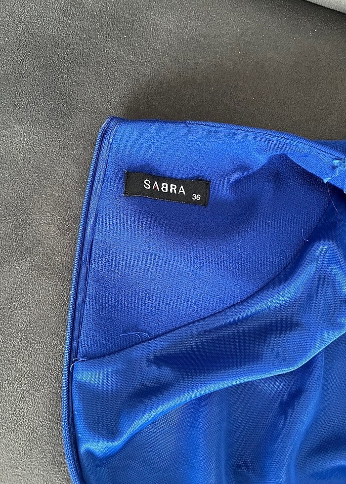 Lazer Kesim Mavi Elbise - Görsel 5