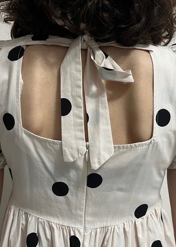 Puantiyeli Midi Günlük Elbise - Görsel 3