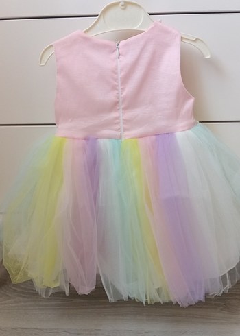 6-9 Ay Beden çeşitli Renk Kız Çocuk Pastel Renkli Fırfırlı Elbise