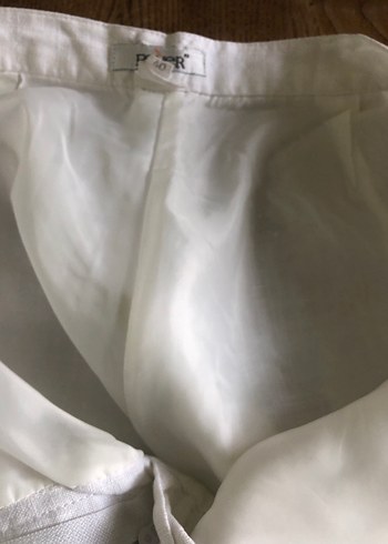 Kadın Beyaz Keten Kumaş Pantolon - Görsel 6