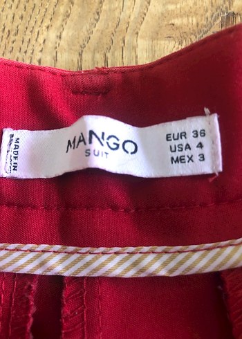 Kırmızı Düğmeli Kadın Kumaş Pantolon - Görsel 3