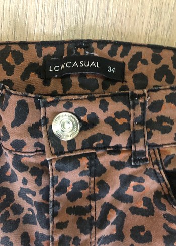 Kahverengi leopar Desenli Kadın Kumaş Pantolon - Görsel 3