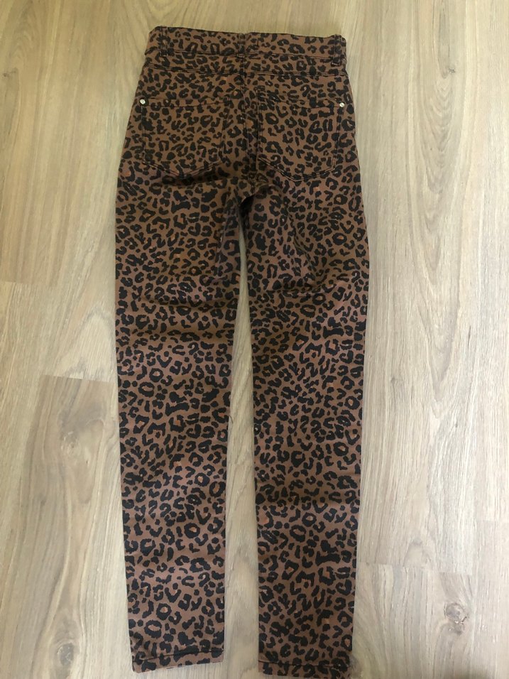 Kahverengi leopar Desenli Kadın Kumaş Pantolon - Görsel 2