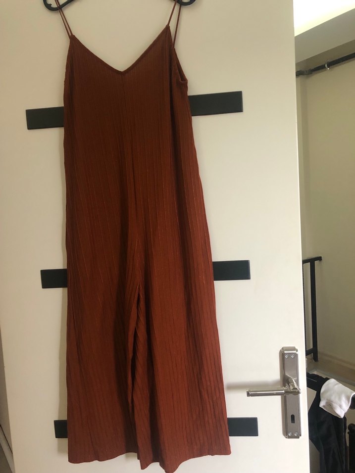 Kadın taba Uzun Pilili İp Askılı tulum - Görsel 2