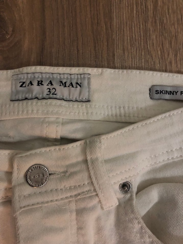 Beyaz Erkek Regular Fit Denim Pantolon - Görsel 3