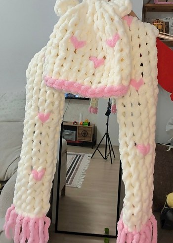 Kız Çocuk Beyaz Pembe Örgü Hırka - Görsel 3