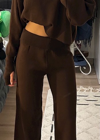 Kadın Kahverengi Triko Eşofman Takımı - Görsel 2