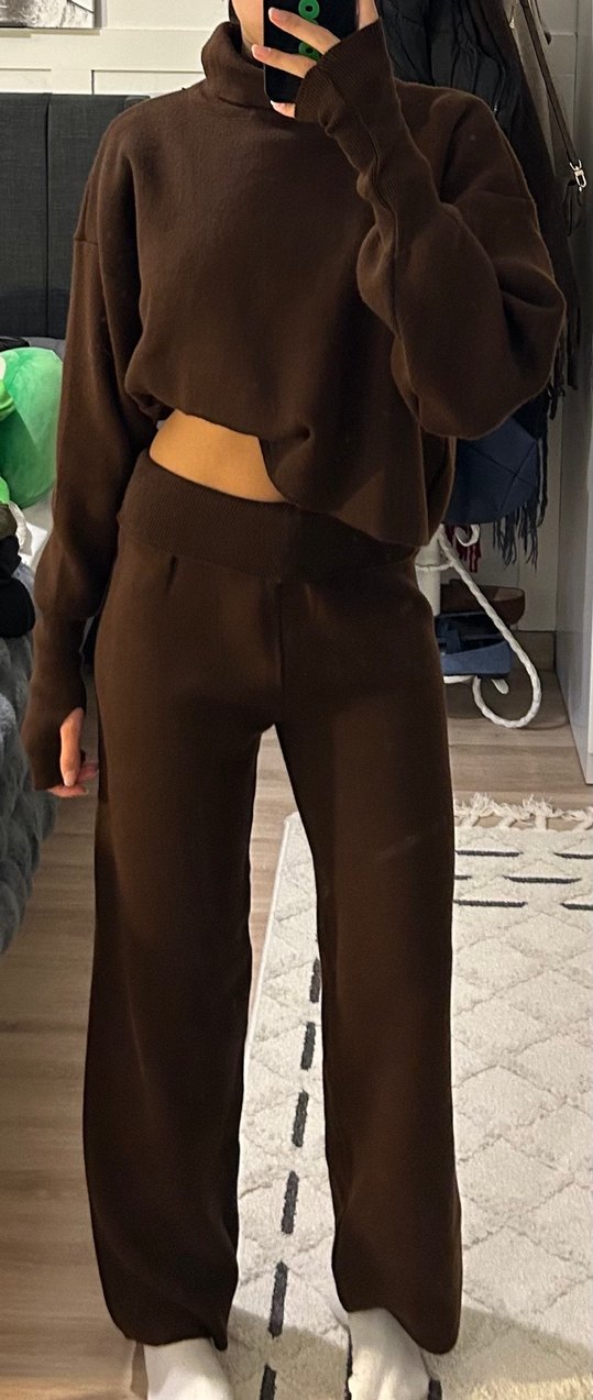 Kadın Kahverengi Triko Eşofman Takımı - Görsel 2