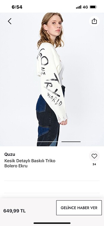 s Beden beyaz Renk Quzu crop bolero