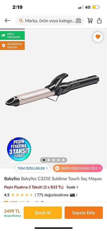 Babyliss 25 mm saç maşası