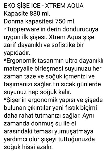Beden mavi Renk Tupperware Eko suluk buz