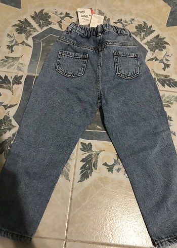 6 Yaş Beden mavi Renk Kızlar için bol kesim mavi denim pantolon